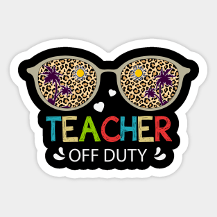 Teacher off Duty Cool Retro Leopard Print Sunglasses Beach Mode Summer Vacation Gift Sticker